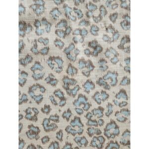 1.4+yd/ Tan Blue Leopard Fabric Linen Blend 54"W Jaclyn Smith TREND remnant